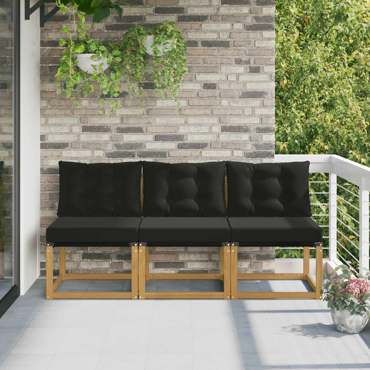 3 stk. Udendørs Mellem Sofa Massivt akacietræ og Textilene-stof