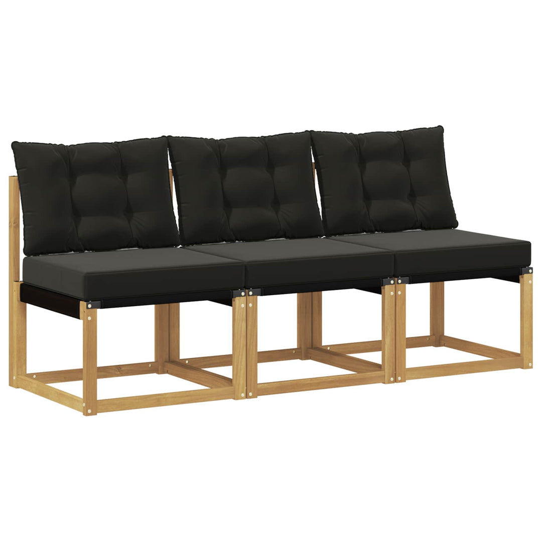 3 stk. Udendørs Mellem Sofa Massivt akacietræ og Textilene-stof