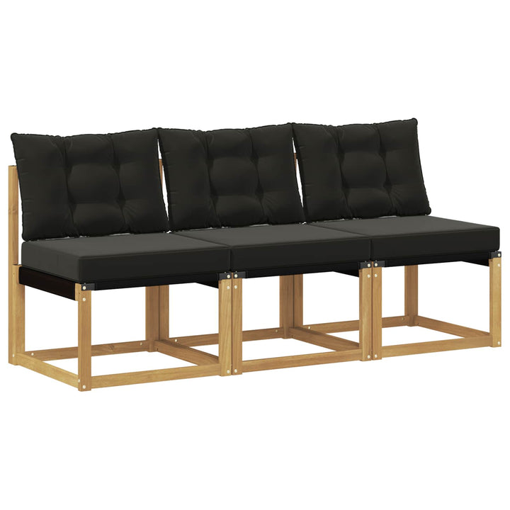 3 stk. Udendørs Mellem Sofa Massivt akacietræ og Textilene-stof