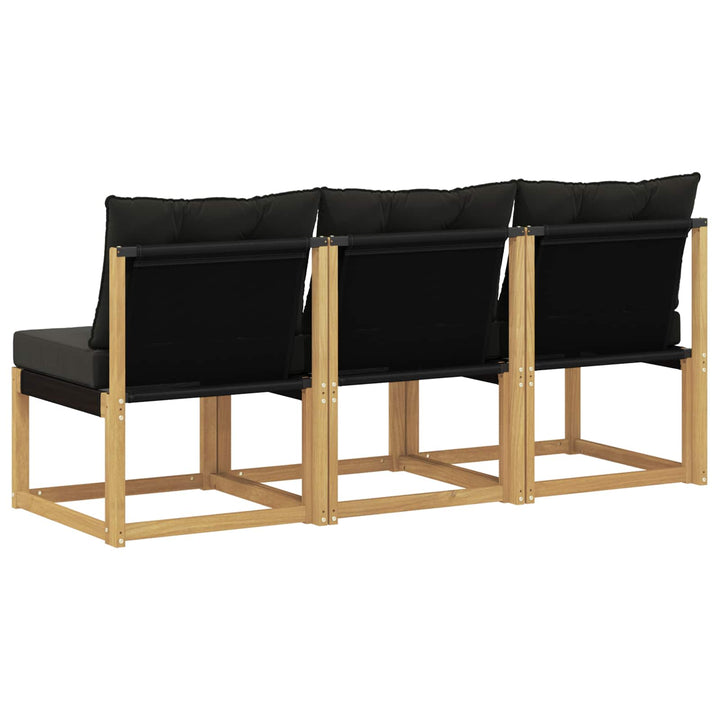 3 stk. Udendørs Mellem Sofa Massivt akacietræ og Textilene-stof