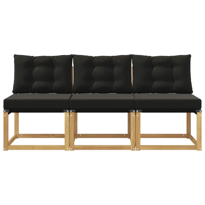 3 stk. Udendørs Mellem Sofa Massivt akacietræ og Textilene-stof