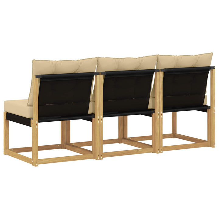 3 stk. Udendørs Mellem Sofa Massivt akacietræ og Textilene-stof