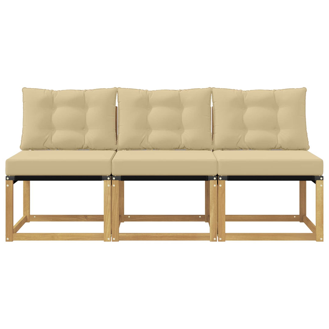 3 stk. Udendørs Mellem Sofa Massivt akacietræ og Textilene-stof
