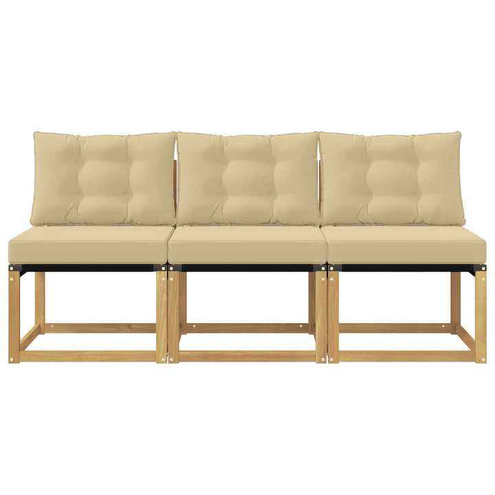 3 stk. Udendørs Mellem Sofa Massivt akacietræ og Textilene-stof