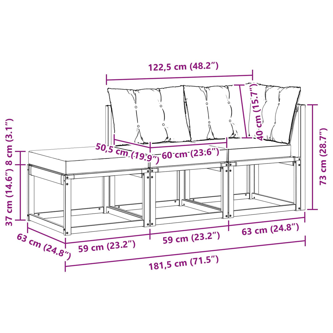 3 stk. Sektionel sofa enheder Hvid