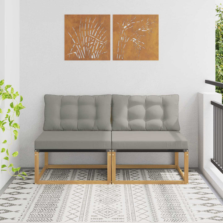 Udendørs Mellem Sofa Massivt Akacietræ Hvid