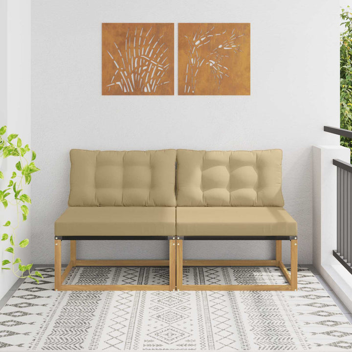 Udendørs Mellem Sofa Massivt Akacietræ Hvid