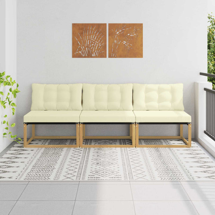 Udendørs Mellem Sofa Massivt Akacietræ Hvid