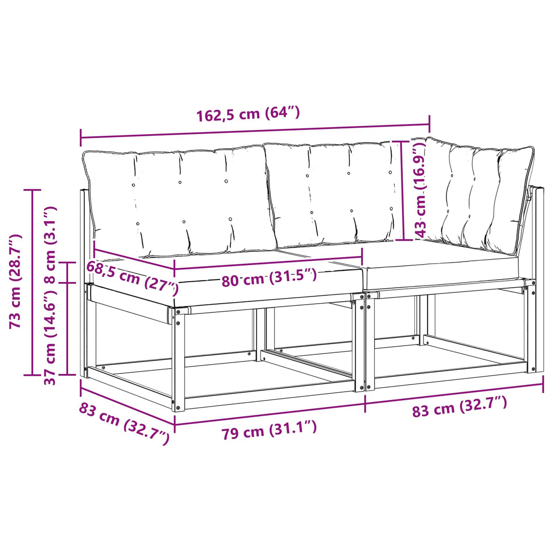 Sektionel sofa enheder med pude Hvid 162,5 x 83 x 73 cm