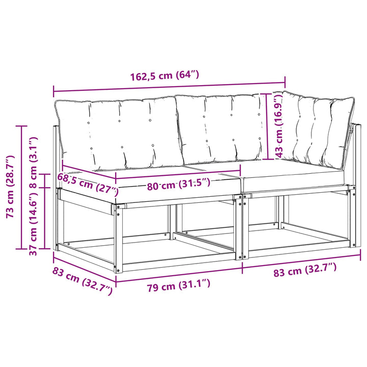 Sektionel sofa enheder med pude Hvid 162,5 x 83 x 73 cm