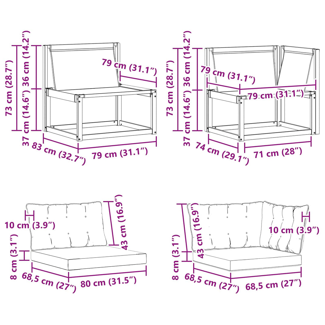 Sektionel sofa enheder med pude Hvid 162,5 x 83 x 73 cm
