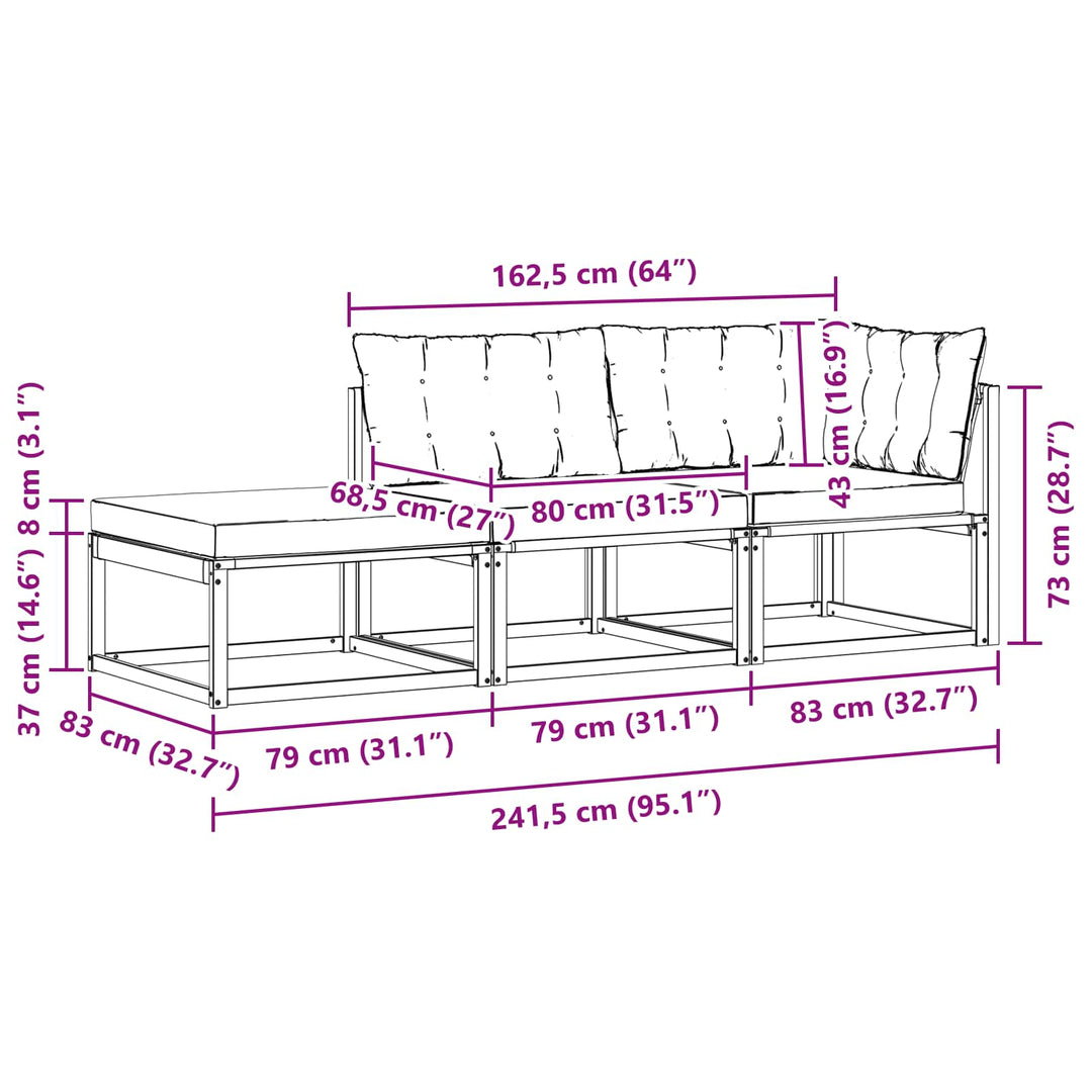Sektionel sofa enheder med pude Hvid 241,5 x 83 x 73 cm