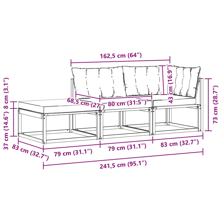 Sektionel sofa enheder med pude Hvid 241,5 x 83 x 73 cm