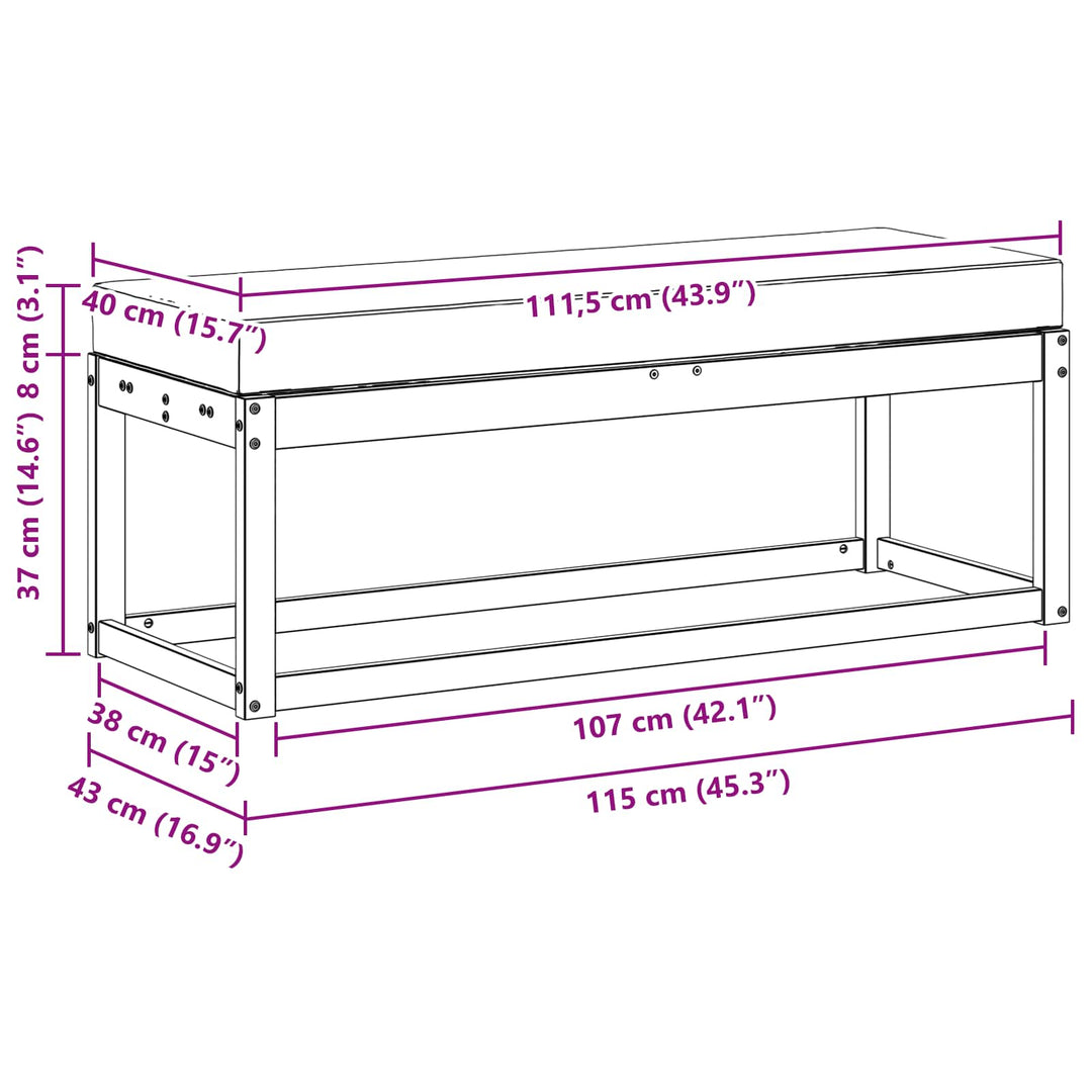 Udendørs Skammel Bænk Hvid 115 x 43 x 45 cm Massivt Akacietræ