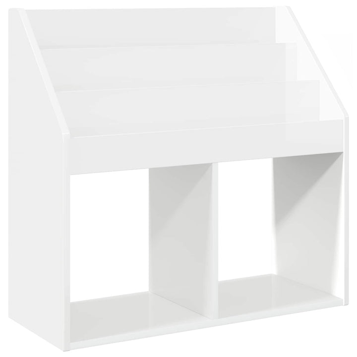 Børnebogreol Høj gloss hvid 72,5 x 29,5 x 69 cm Konstrueret træ