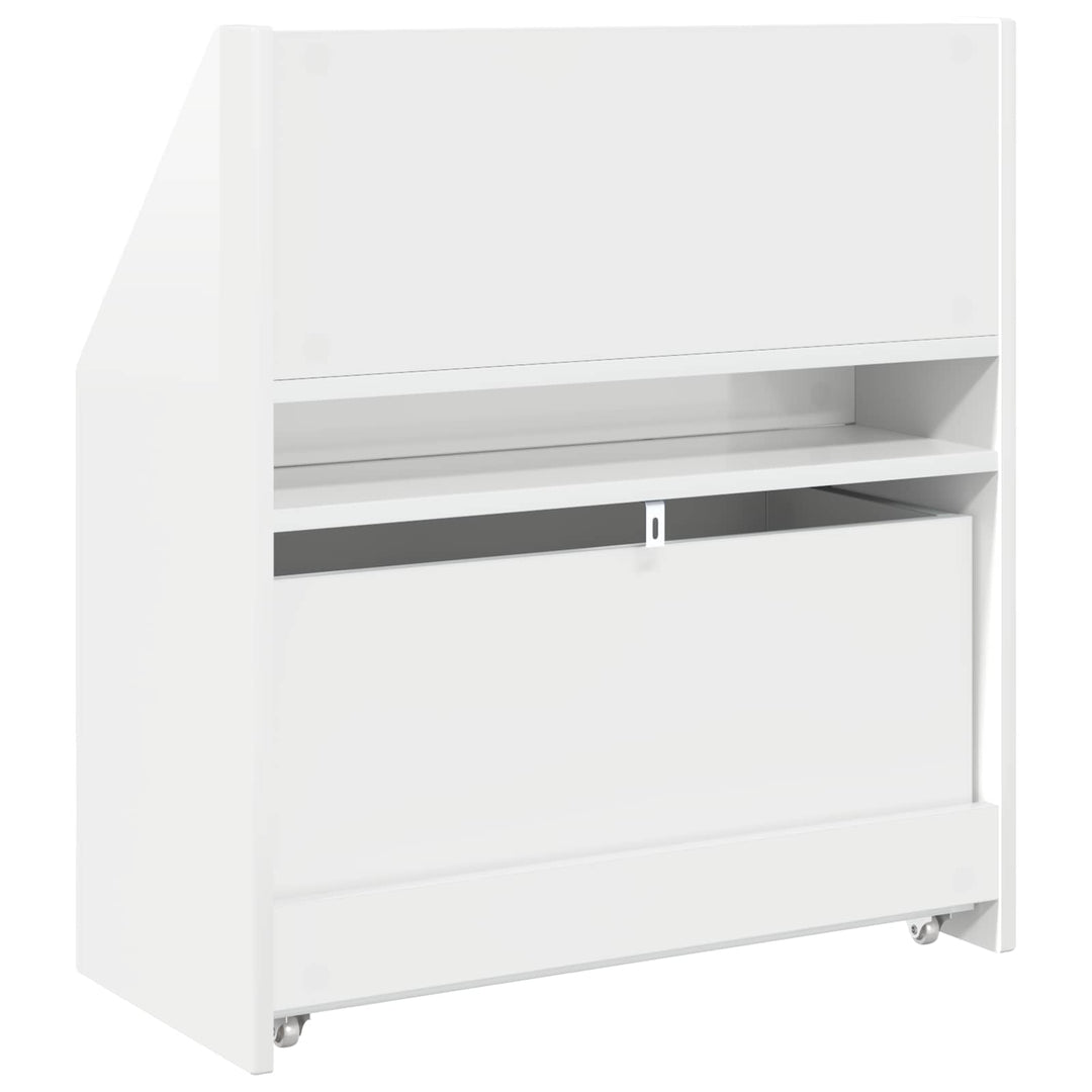 Børnebogreol Høj gloss hvid 60 x 29,5 x 69 cm Konstrueret træ