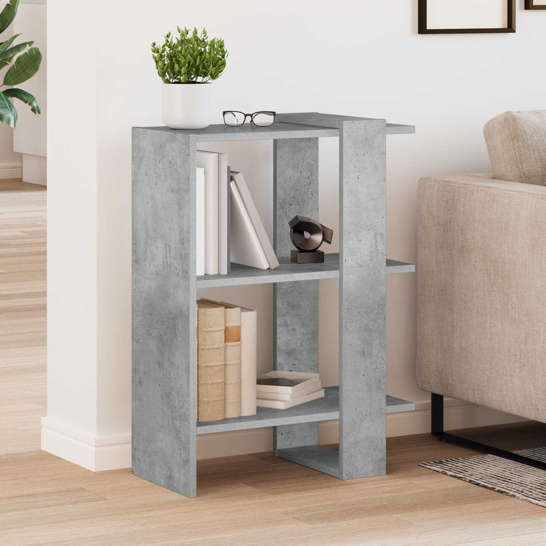 Bogreol 2 niveauer 52 x 25 x 71,5 cm Konstrueret træ Beton Grå