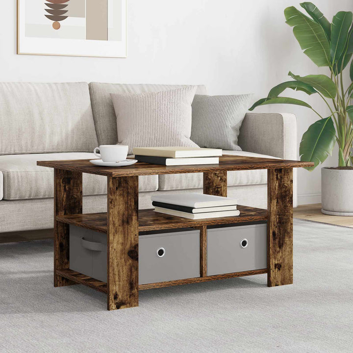 Sofabord med skuffe Røget eg 77 x 55 x 42 cm Konstrueret træ