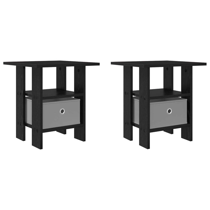 Sengebord 2 pcs Sort eg 41 x 40 x 45 cm Konstrueret træ