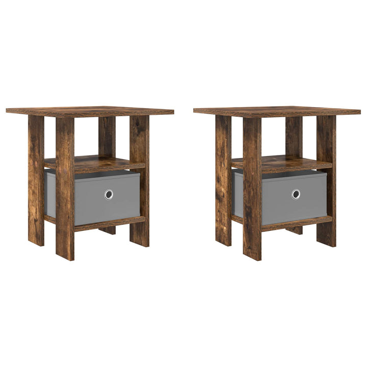 Sengebord 2 pcs Røget eg 41 x 40 x 45 cm Konstrueret træ