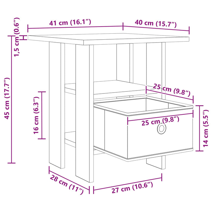 Sengebord 2 pcs Røget eg 41 x 40 x 45 cm Konstrueret træ