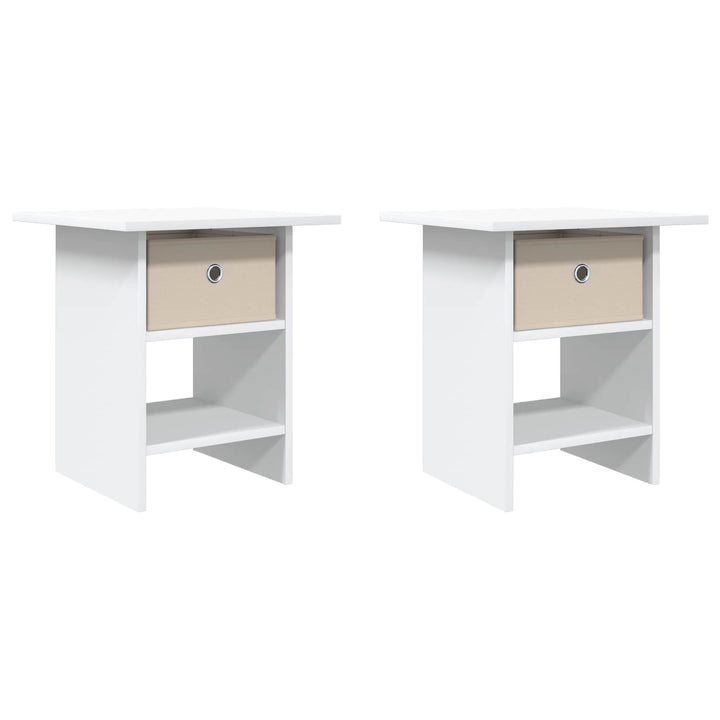 Sengebord med skuffe 2 pcs Hvid 41 x 40 x 45 cm Konstrueret træ