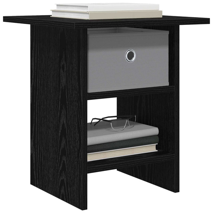 Sengebord med skuffe Sort eg 41 x 40 x 45 cm Konstrueret træ
