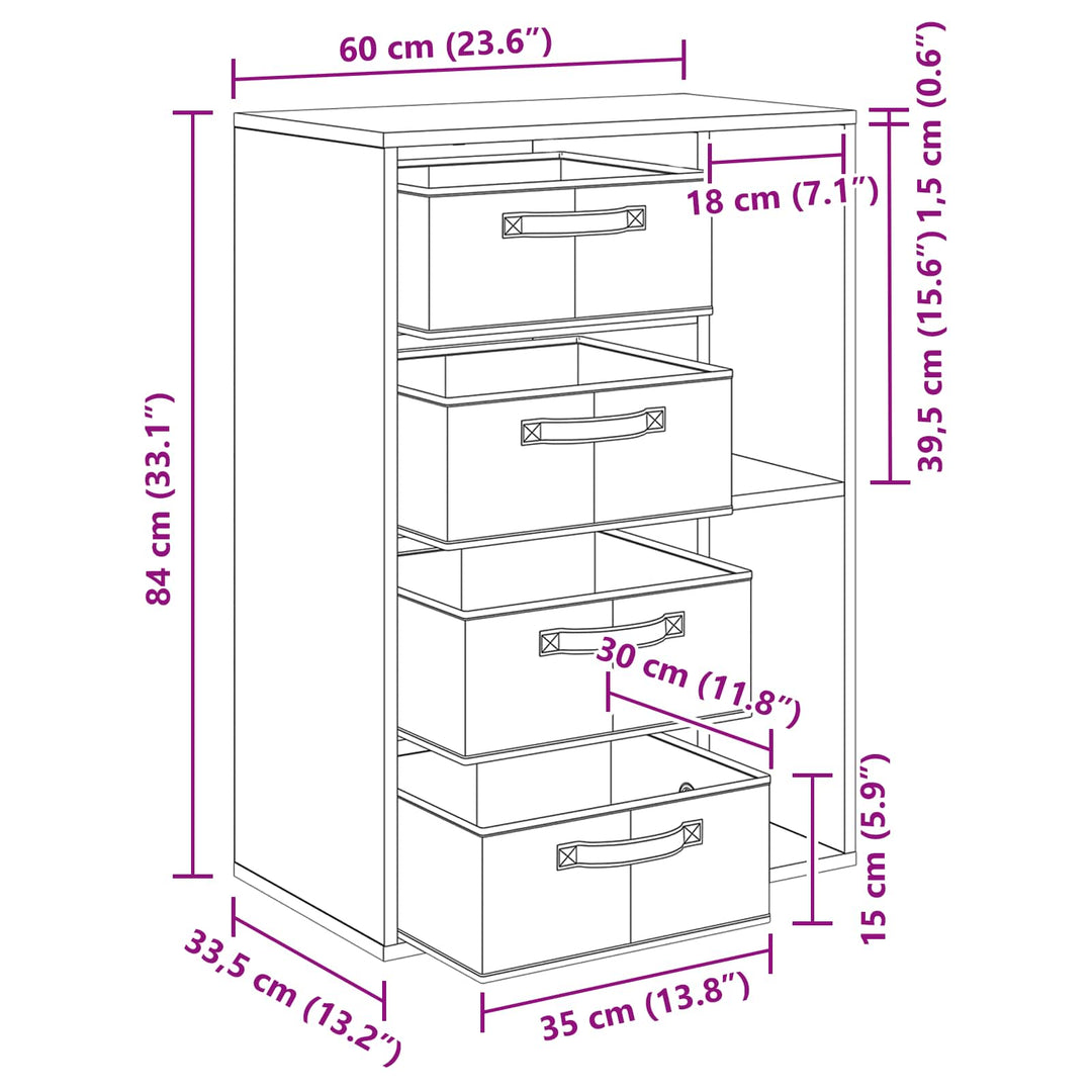 Sideboard Sort eg 60 x 33,5 x 84 cm