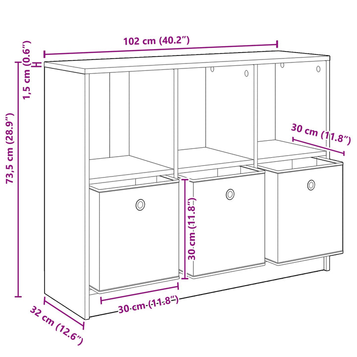 Sideboard med skuffe Beton Grå 102 x 32 x 73,5 cm