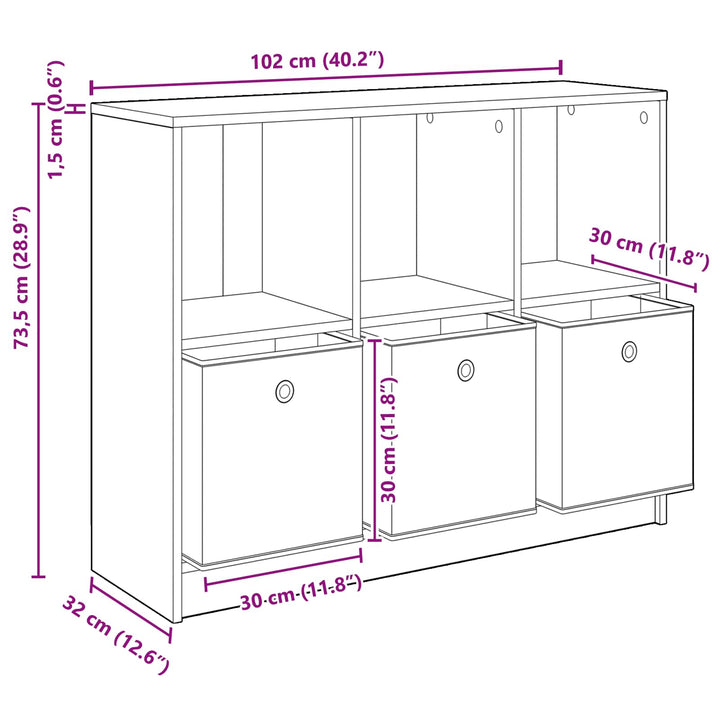 Sideboard med skuffe Artisan Egetræ 102 x 32 x 73,5 cm