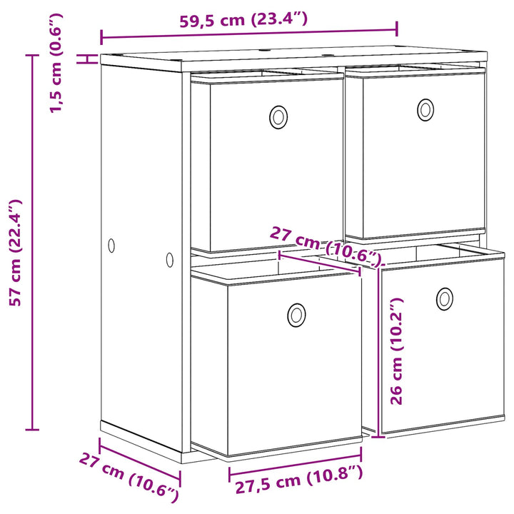 Sideboard med skuffe Artisan Egetræ 59,5 x 27 x 57 cm