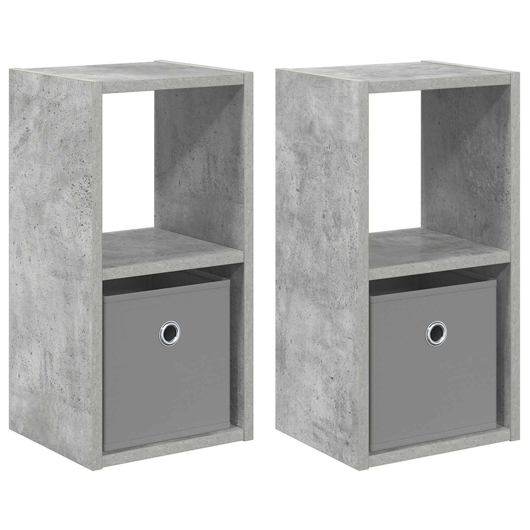 Sengebord 2 pcs Beton Grå 25,5 x 22 x 49,5 cm Konstrueret træ