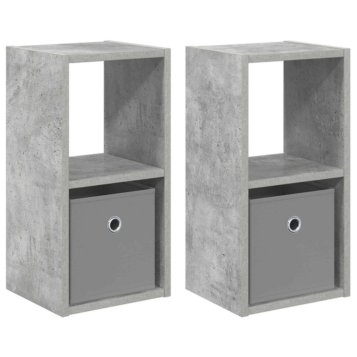 Sengebord 2 pcs Beton Grå 25,5 x 22 x 49,5 cm Konstrueret træ