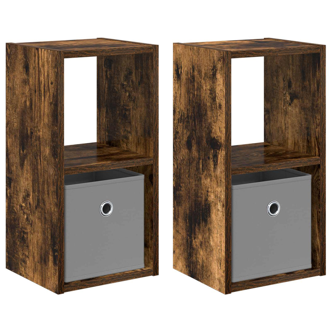 Sengebord 2 pcs Røget eg 25,5 x 22 x 49,5 cm Konstrueret træ