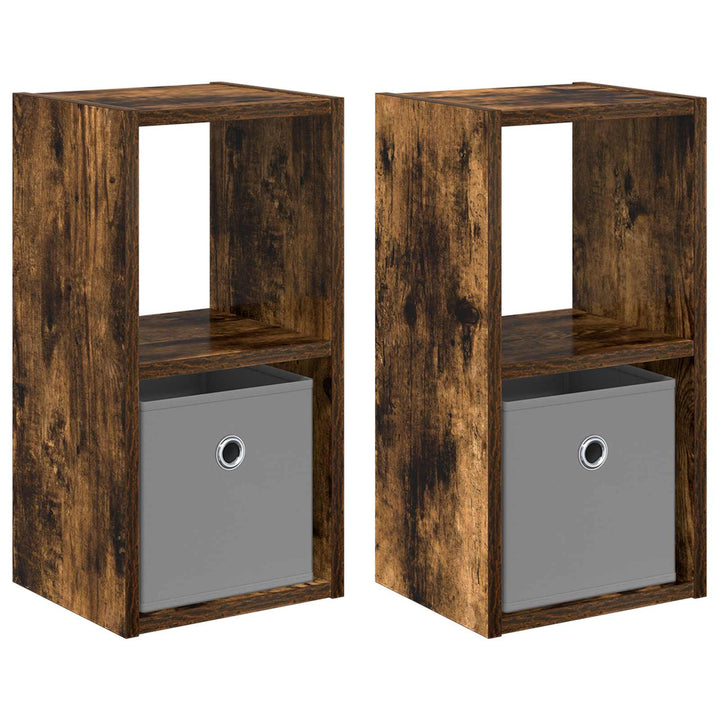 Sengebord 2 pcs Røget eg 25,5 x 22 x 49,5 cm Konstrueret træ