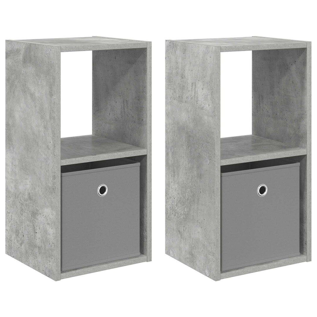 Sengebord 2 pcs Beton Grå 30,5 x 27 x 59,5 cm Konstrueret træ