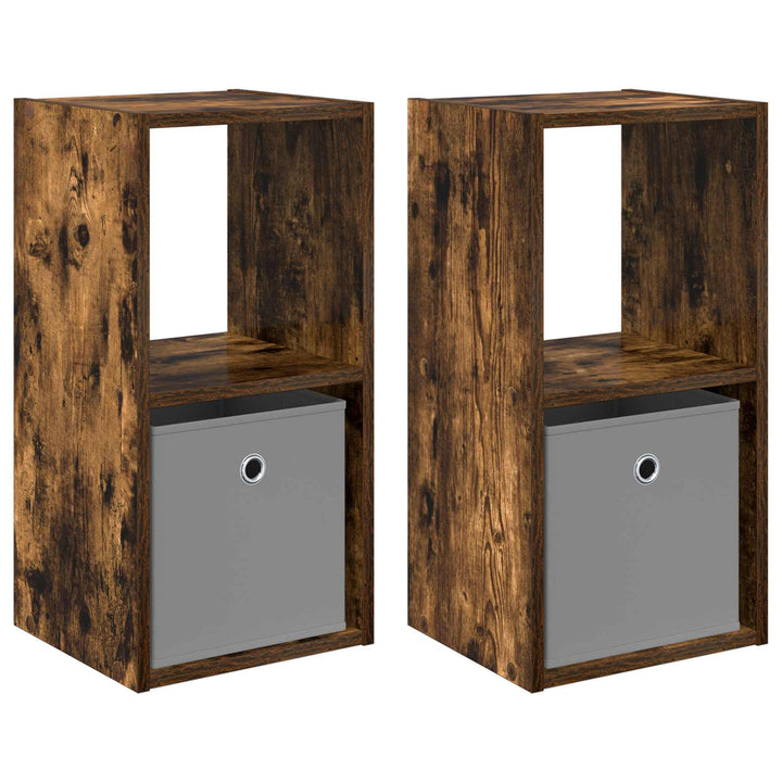 Sengebord 2 pcs Røget eg 30,5 x 27 x 59,5 cm Konstrueret træ