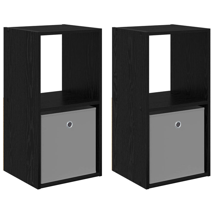 Sengebord 2 pcs Sort eg 35 x 32 x 68,5 cm Konstrueret træ