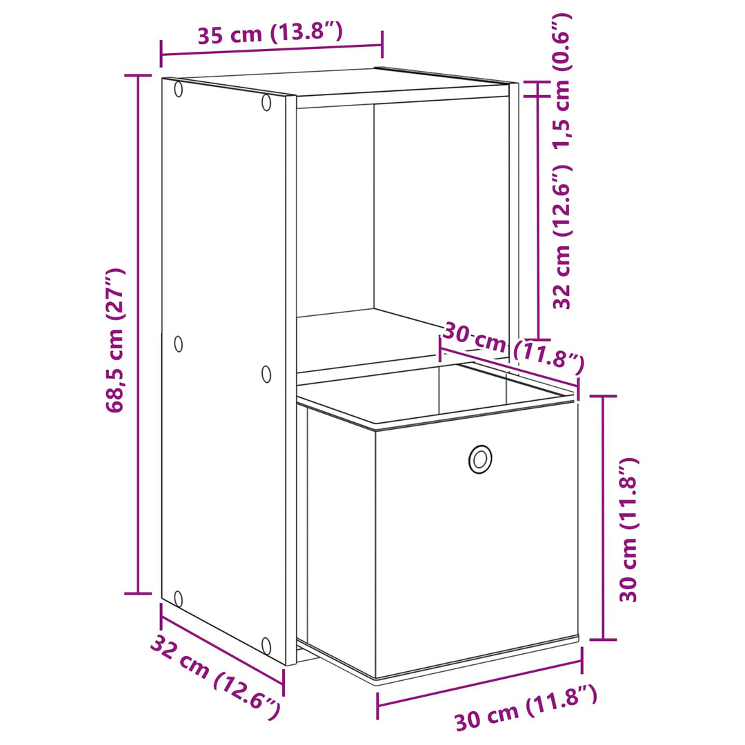 Sengebord 2 pcs Sonoma eg 35 x 32 x 68,5 cm Konstrueret træ