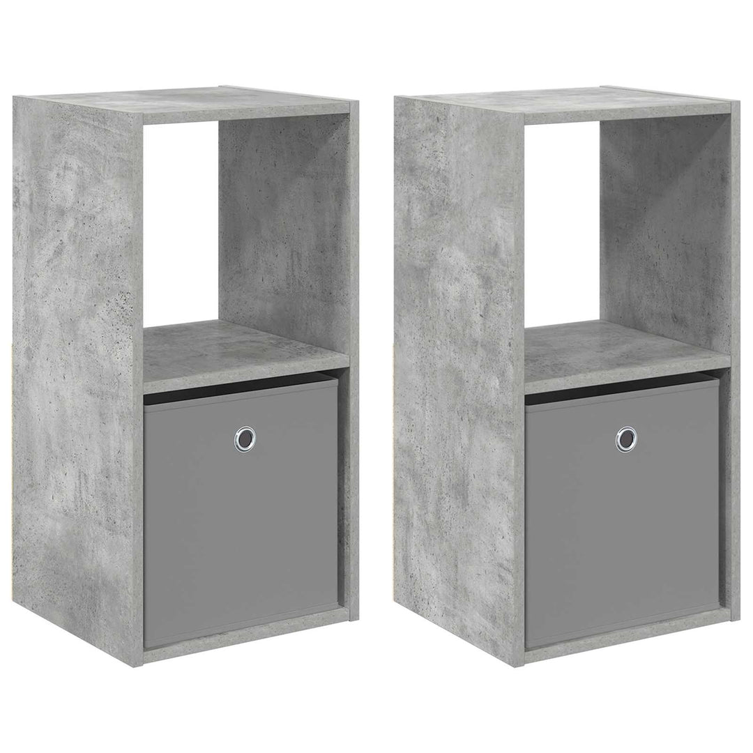 Sengebord 2 pcs Beton Grå 35 x 32 x 68,5 cm Konstrueret træ