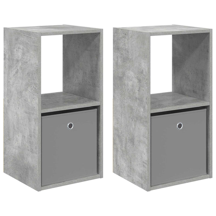 Sengebord 2 pcs Beton Grå 35 x 32 x 68,5 cm Konstrueret træ