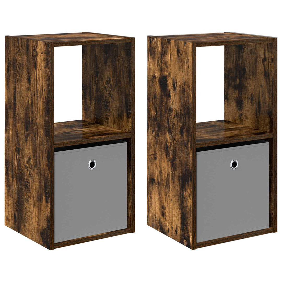 Sengebord 2 pcs Røget eg 35 x 32 x 68,5 cm Konstrueret træ