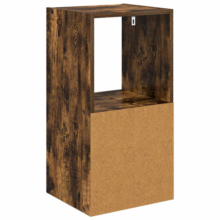 Sengebord 2 pcs Røget eg 35 x 32 x 68,5 cm Konstrueret træ