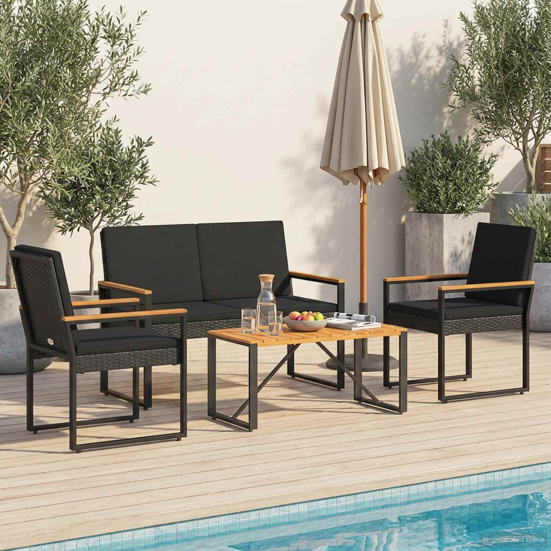 Have møbel sæt 4 stk. Sort polyrattan