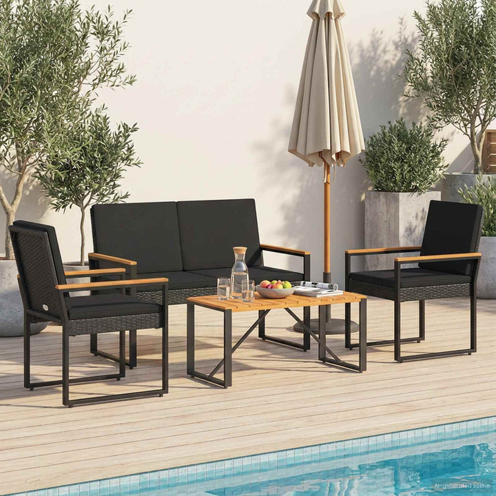Have møbel sæt 4 stk. Sort polyrattan
