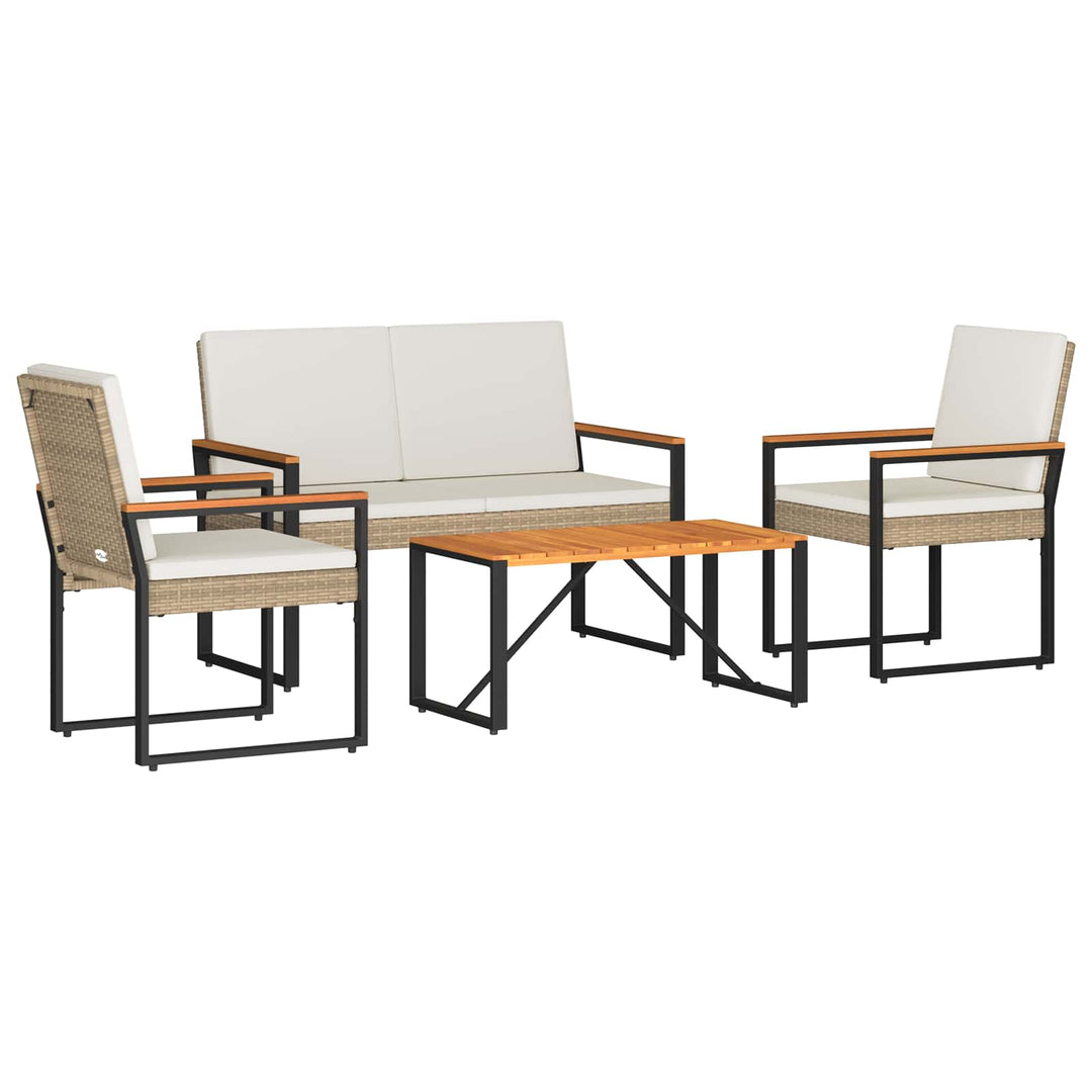 Have møbel sæt 4 stk. Beige og cremehvid polyrattan