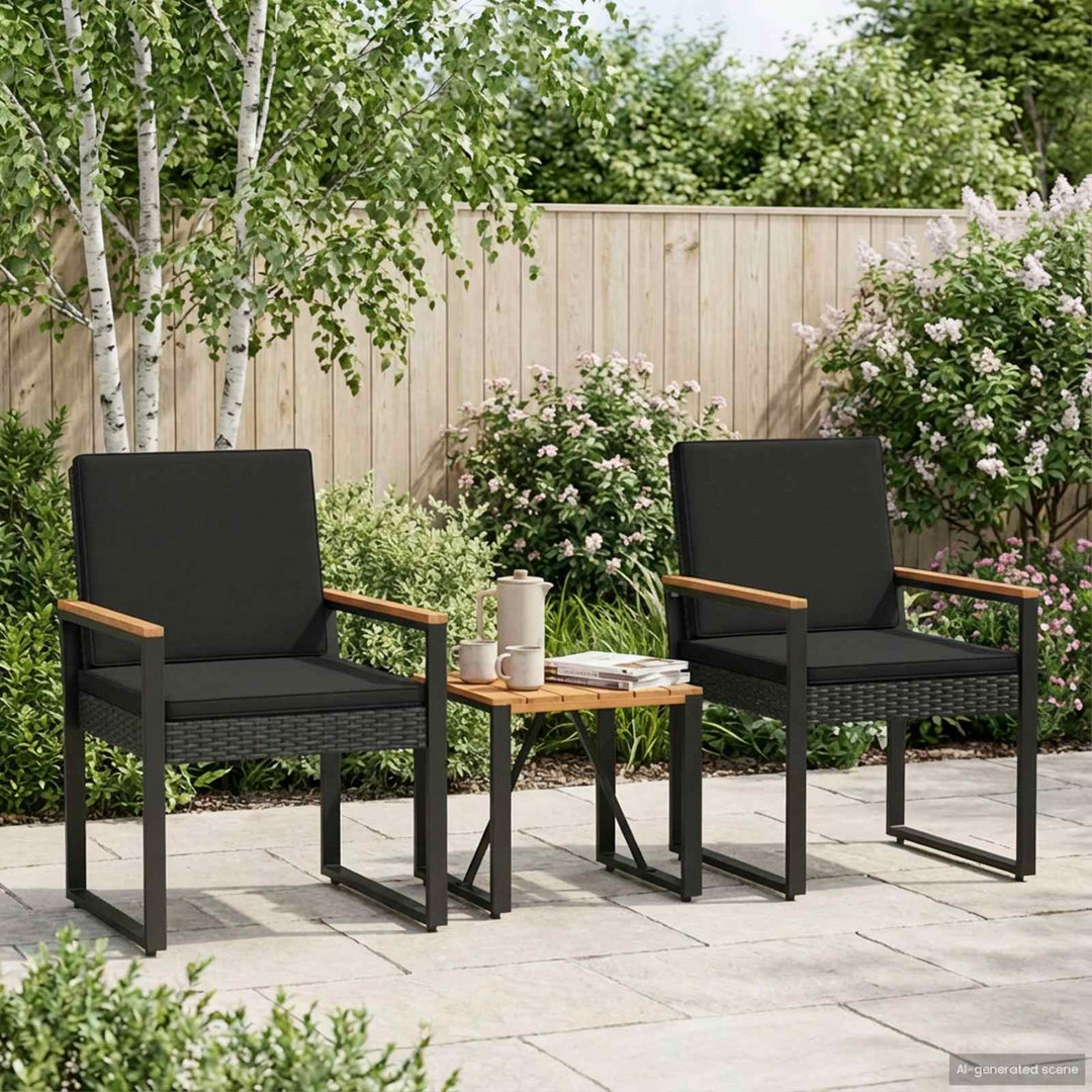 Have møbel sæt 3 stk. Sort polyrattan