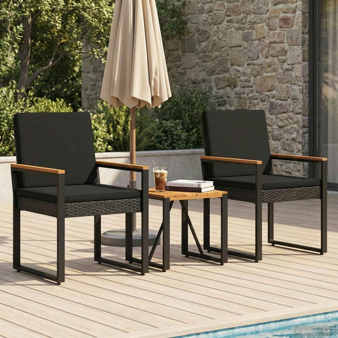 Have møbel sæt 3 stk. Sort polyrattan