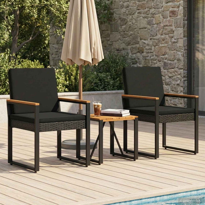 Have møbel sæt 3 stk. Sort polyrattan