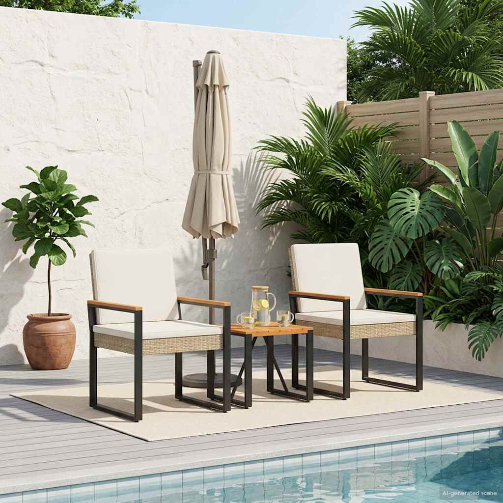 Have møbel sæt 3 stk. Beige og cremehvid polyrattan